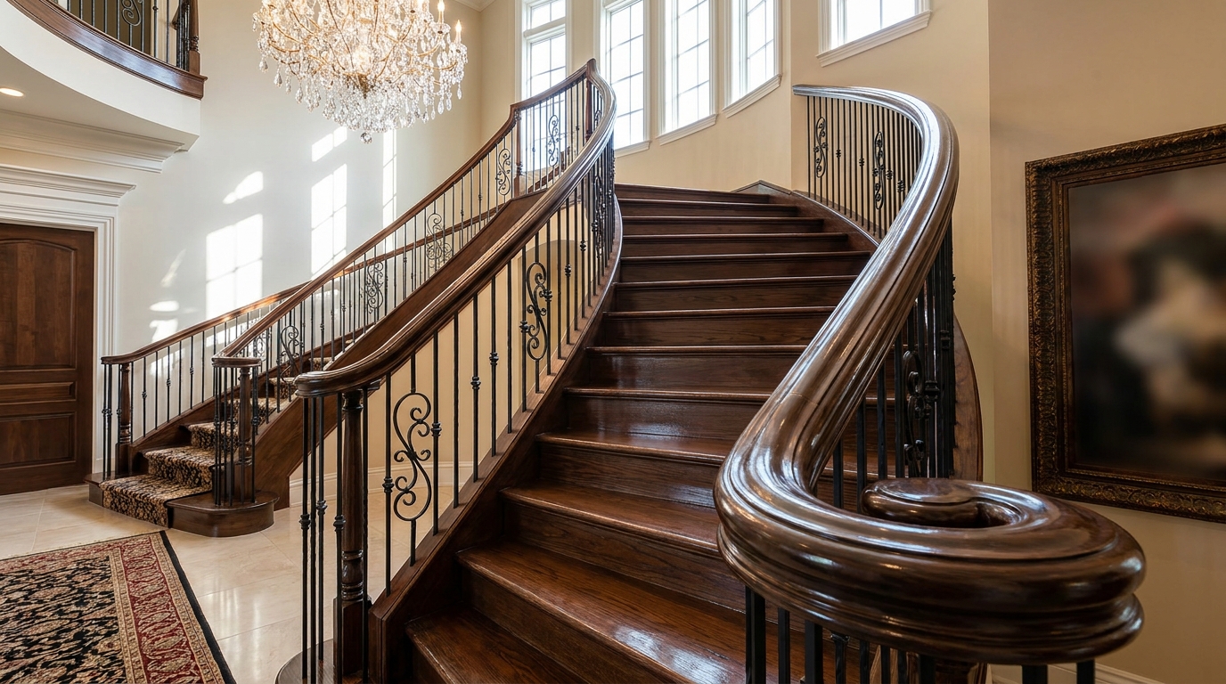 Защита деревянной лестницы полиуретановой плёнкой